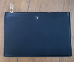 New TOM FORD Black Leatherette Flat Zippered Pouch - £35.23 GBP