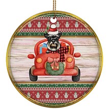 hdhshop24 Funny Miniature Schnauzer Dog Ride Car Ornament Gift Pine Tree Decor H - £15.51 GBP