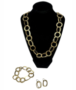 Premier Designs Goldtone Double Oval Link Chain Necklace, Bracelet &amp; Ear... - $37.99