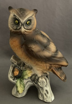 Vintage Bisque Ceramic Owl on Branch Figurine - £4.01 GBP