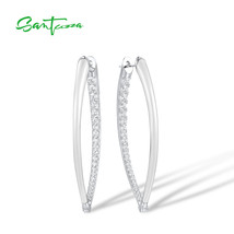 925 Sterling Silver Hoop Earrings For Women Sparkling White CZ Stylish Red/White - £62.42 GBP