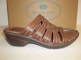 Montana Size 6 M Style 4302500 Brown Leather Slip On Sandals New Womens Shoes - £53.82 GBP