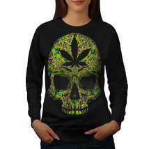 Wellcoda Skull Weed Stoner Rasta Womens Sweatshirt, Pot Casual Pullover Jumper - £23.10 GBP+