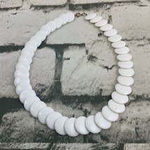 Vintage Mod 70’s White Plastic Necklace Overlapping Bead Necklace - $11.88