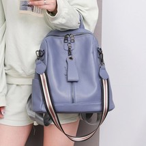 Lavender Purple Yam Color Large Women Backpack Genuine Leather College Students  - £80.18 GBP
