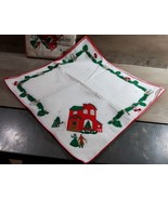 Vintage Christmas Linen Dinner Napkins 8pc 17x17 Square House Garland Pr... - $37.20