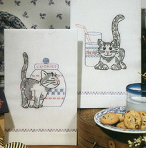 Tobin Stamped For Embroidery Kitchen Towels 17&quot;X30&quot; 2/Pkg Kittens - £13.40 GBP