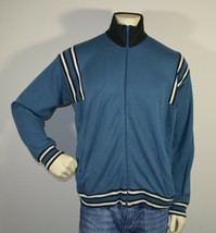 Vintage Blue/w Black &amp; White Stripes Full Zip Warm Up Track Jacket Men&#39;s X-Large - £34.38 GBP