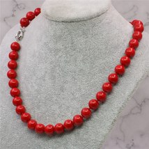 Cute/Romantic Fashion Beautiful Red Coral Round Beads 8/10/12/14mm Necklace Chai - £18.86 GBP
