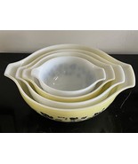 Pyrex Gooseberry Cinderella White &amp; Yellow Mixing Bowls 441; 442; 443; a... - £155.56 GBP