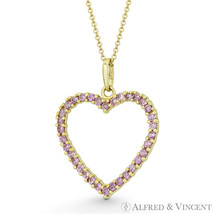 Heart Love Charm Simulated Tourmaline CZ Crystal Pave Pendant in 14k Yellow Gold - £89.40 GBP+