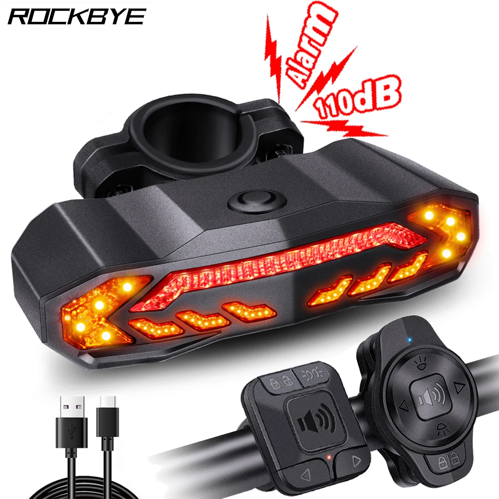 Rockbye Bicycle Rear Light Alarm Waterproof Rechargeable Scooter Bike Turn - £33.31 GBP+