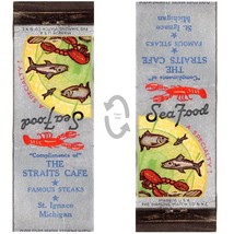 Vintage Matchbook Cover Straights Cafe Restaurant St Ignace Michigan Lobster 40s - £6.65 GBP