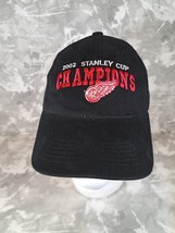 Detroit Red Wing Hat Stanley Cup Champs 2002 Black Strapback Adjustable One Size - £10.26 GBP