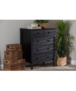 Bernice Farmhouse Black Spindle Wood 5-Drawer Chest - $9,788.72 MXN