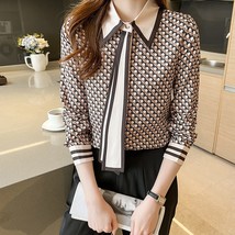 2022 Spring Summer Women&#39;s silk Blouses New chic printing ladies shirts Long Sle - £61.51 GBP