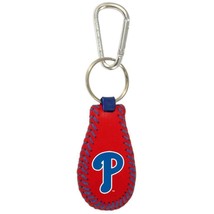 MLB Philadelphia Phillies Red Leather Blue Seamed Keychain w/Carabiner G... - $23.99