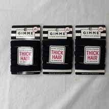 3 Pck GIMME Bands No Break Thick Hair Ties No Slipping Elastic Black Durable 6PC - £19.56 GBP