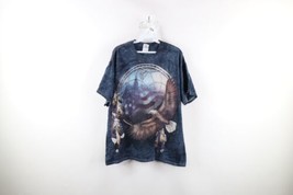 Vintage Streetwear Mens Large Faded Acid Wash Eagle Dream Catcher T-Shirt Blue - £19.63 GBP