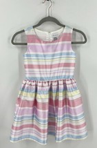 The Childrens Place Girls Holiday Dress Sz 8 Pastel Pink Blue Striped Fit Flare - $19.80