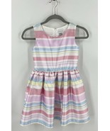 The Childrens Place Girls Holiday Dress Sz 8 Pastel Pink Blue Striped Fi... - $376.33 MXN