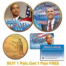 Barack Obama Inauguration Hawaii State Quarters 2-Coin Set 24K Gold Plated Bogo - £7.58 GBP