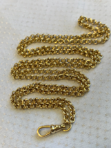 Gold Plated Pocket Watch Fob 15.5&quot; Fashion Jewelry Cable Chain Lobster C... - $99.95