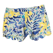 Lilly Pulitzer Shorts Size 2 Blue Yellow White Floral Side Zip Womens 30X5 - £22.21 GBP