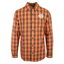 Harley-Davidson Men&#39;s Shirt Orange Screamin&#39; Eagle Plaid L/S (S55) - £35.04 GBP