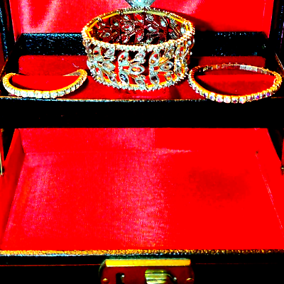 Primary image for EXQUISITE! BEAUTIFUL! Rhinestone highly decorated vintage bracelets (larger one)