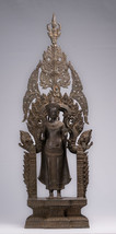 Antigüedad Thai Estilo Enthroned Lopburi Protección Buda Estatua - 96cm/96.5cm - £1,869.05 GBP