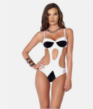 Blvd Collection by Forplay Women Black/White Cutout Bustier Monokini Swimsuit M - £15.97 GBP