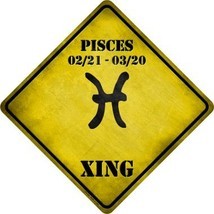 Pisces Zodiac Symbol Xing Novelty Metal Crossing Sign - £21.54 GBP