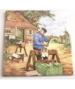 Art Tile Klompens Maker Hand Decorated by Ter Steege bv Made Holland Signed - £22.30 GBP