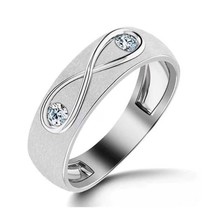 0.30 Ct Round Cut Moissanite 14K White Gold Fn Infinity Curved Wedding Band Ring - $39.84