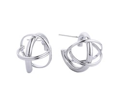 Women's 14K White Gold Dipped Small Gyro Ball Stud Fashion Earrings Gifts - £27.33 GBP