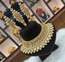 Indischer Bollywood Stil Vergoldet Choker Kundan Halskette Tikka Schmuck Set - £22.38 GBP