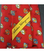 SALVATORE FERRAGAMO men&#39;s tie  100% silk  Red Beach Umbrella tops - 3.1/... - £25.53 GBP