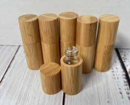 Natural Bamboo Essential Oil Roller Bottles Roll On 5ml - Lot of 5 - £13.58 GBP
