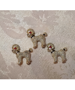 Set of Three Vintage Poodle Brooch Pins with Red Rhinestone Eyes 1&quot; - $16.24 CAD