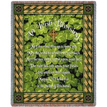 72x54 IRISH BLESSING Ireland Shamrock Cross Tapestry Afghan Throw Blanket - $63.36