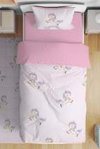 Pink Poncik Unicorn Patterned Single Baby Kids Duvet Cover Set - £51.94 GBP