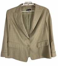 Lafayette 148 Women Blazer Size 16 Brown Pin Stripe Lined Long Sleeve Button  - £29.69 GBP
