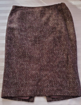 Tahari Dark Brown w white Woven Wool Blend Straight Pencil Skirt Misses ... - $21.77