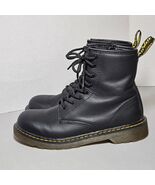 Dr. Martens 1460Y Junior Delaney Black Softy T Leather Lace Up Zip Boots... - $39.99