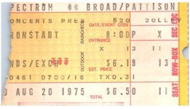 Linda Ronstadt Ticket Stumpf August 20 1975 Philadelphia Pennsylvania - £42.02 GBP
