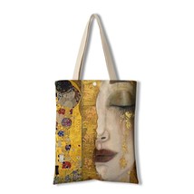 New Arrival Personalized Canvas Tote Bags for Women Oil Painting Tears Klimt Pri - £15.51 GBP