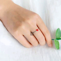 Attractive Red Heart Enamel Ring, Heart Proposal Ring, Love Ring - £46.09 GBP