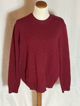 Vintage LL Bean Large Mens Shetland Wool Sweater USA Made Mens Red Burgundy - £20.96 GBP