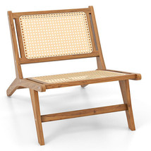 Teak Wooden Chair with Handwoven Rattan Seat and Backrest - Color: Natural - £193.10 GBP